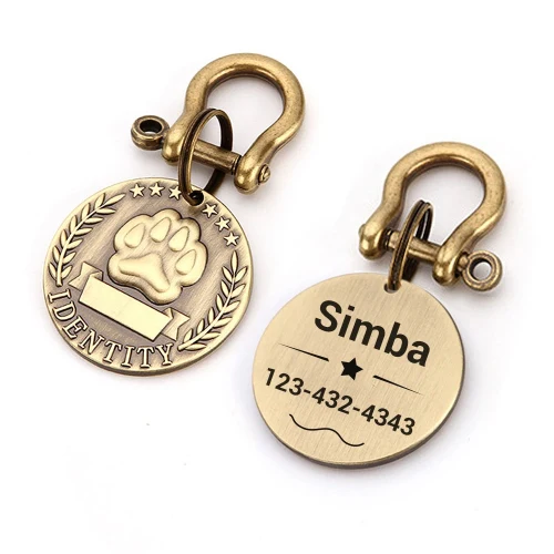 Medaille gravée pour chien style vintage