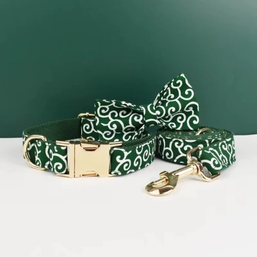 Collier chien gravé motif arabesque avec boucle personnalisée