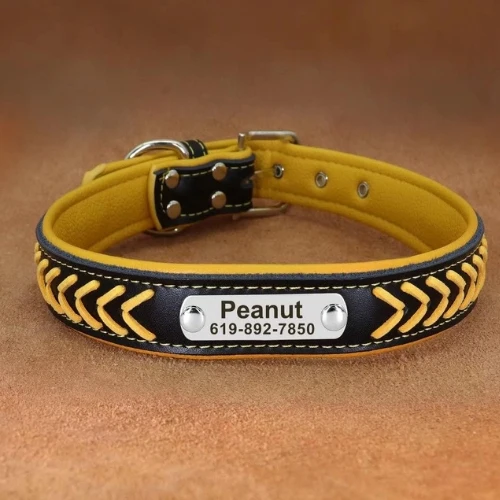 Collier personnalisé chien à motifs tressés