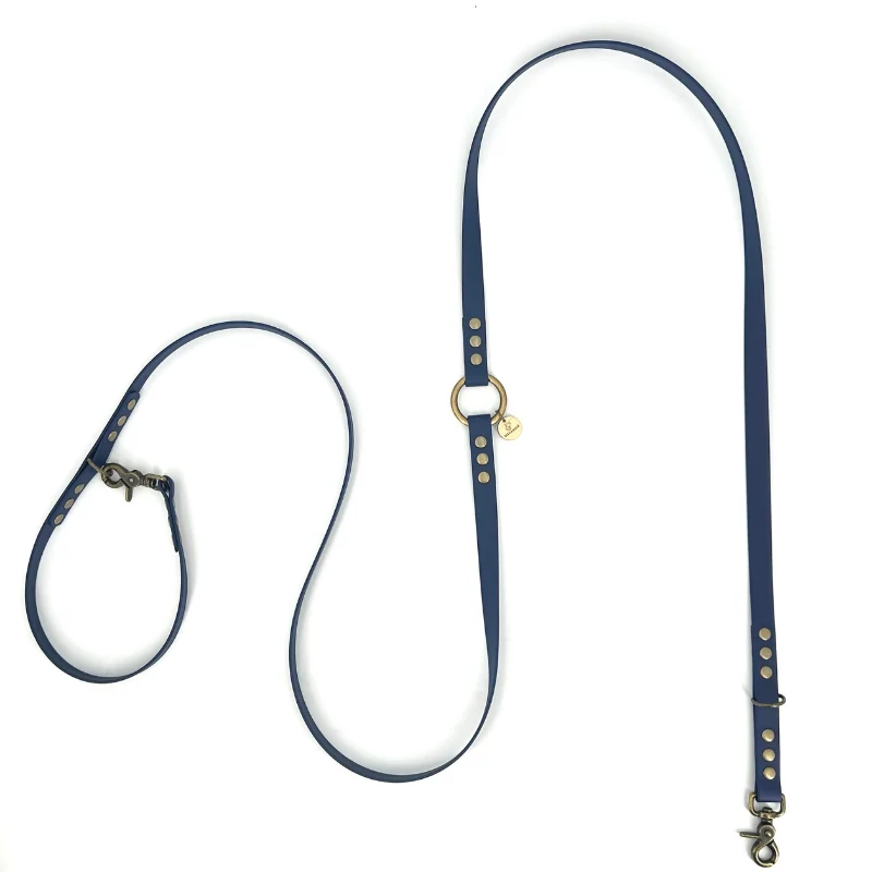 Laisse multiposition chien biothane BLEU NUIT
