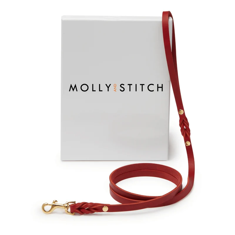 Sellerie Teckel Laisse Cuir Butter Rouge