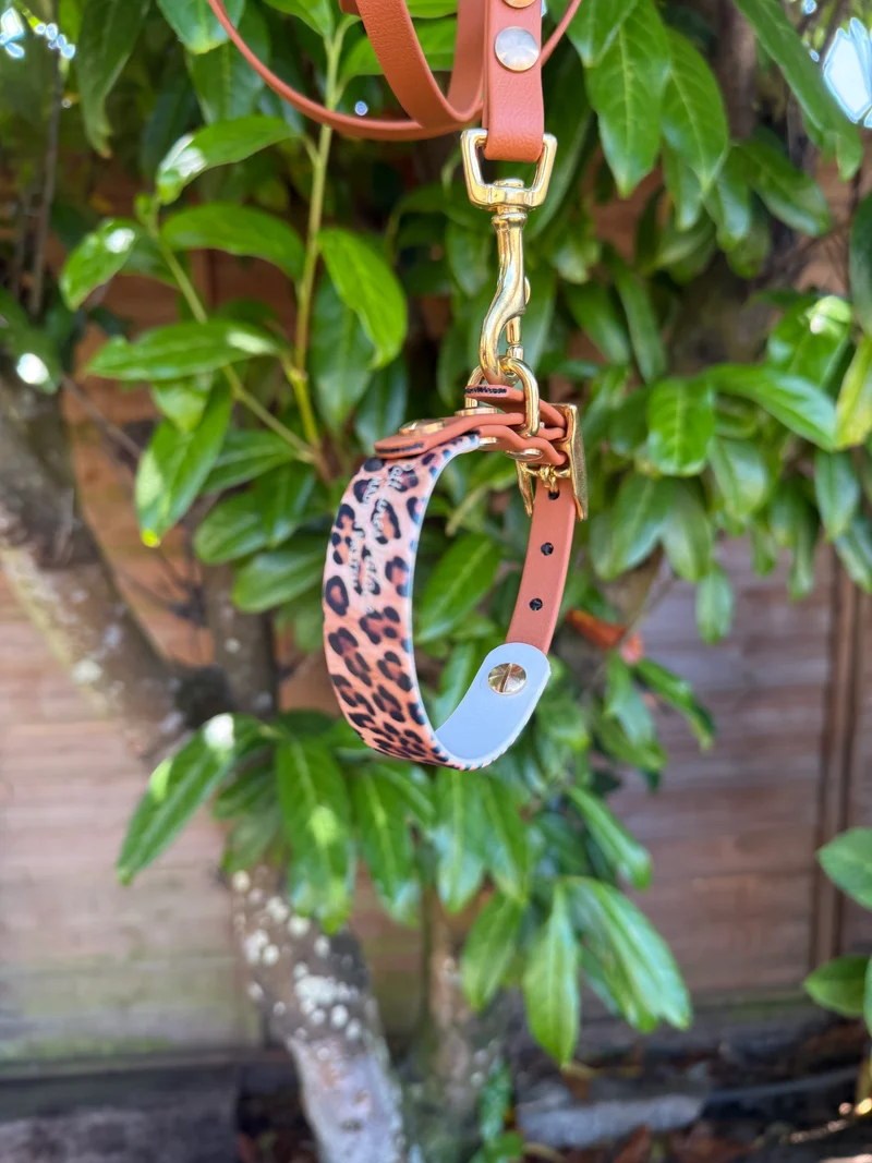 Collier Duo Mini -Biothane Camel & léopard