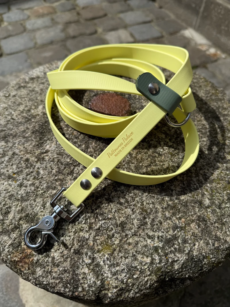 Laisse kit main libre -Biothane- jaune pastel et vert sauge