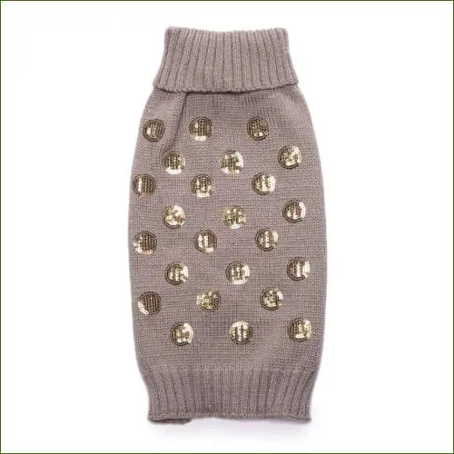 Pull gris à paillettes et col roulé pour animal de compagnie