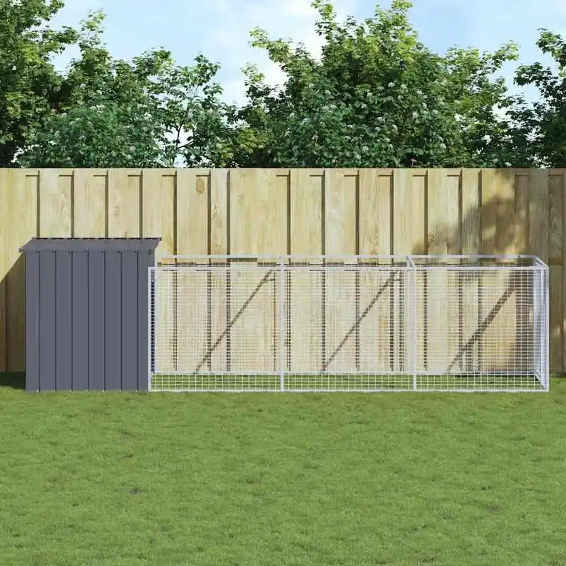 Niche Chien Acier Galvanisé Chenil Extensible 110x405x110 cm