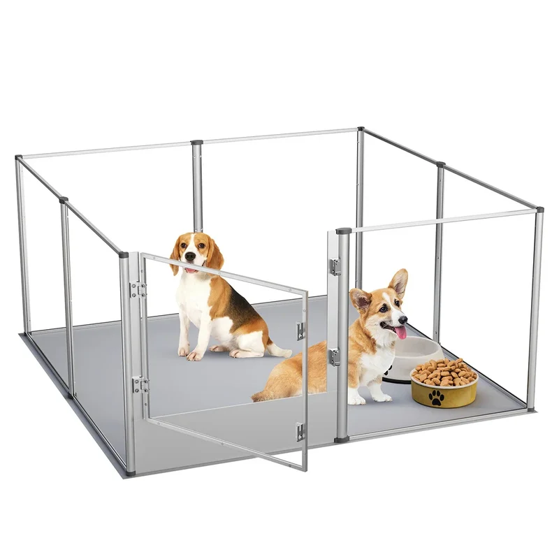 Parc Acrylique Extra Large Chien Cadre Argent