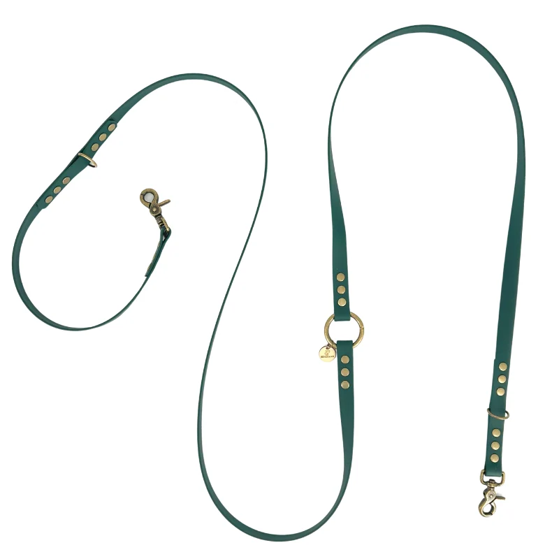 Laisse multiposition chien biothane vert foncé - EMERAUDE