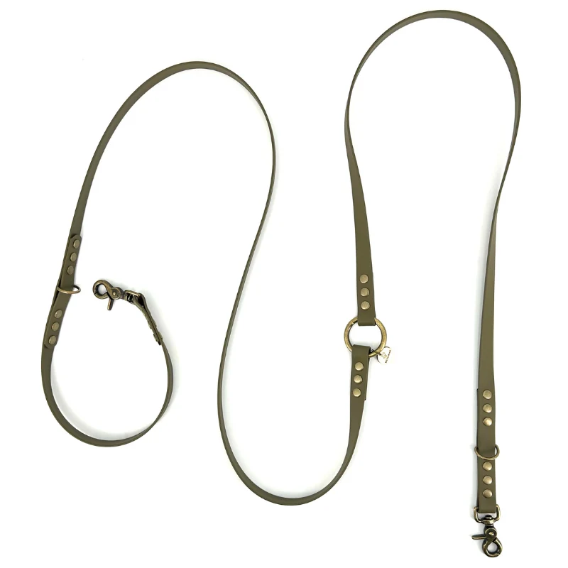 Laisse multiposition chien biothane kaki - OLIVE