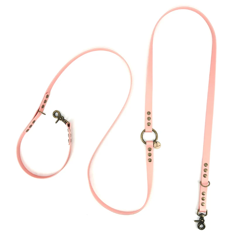 Laisse multiposition chien biothane rose - BONBON ROSE
