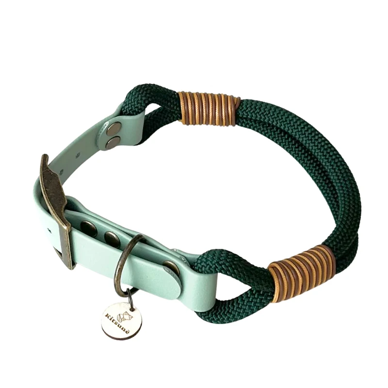 Collier chien original biothane et paracorde vert