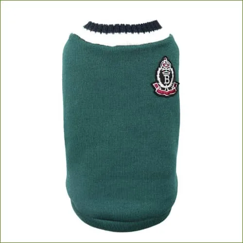 Pull col en V style collège avec écusson