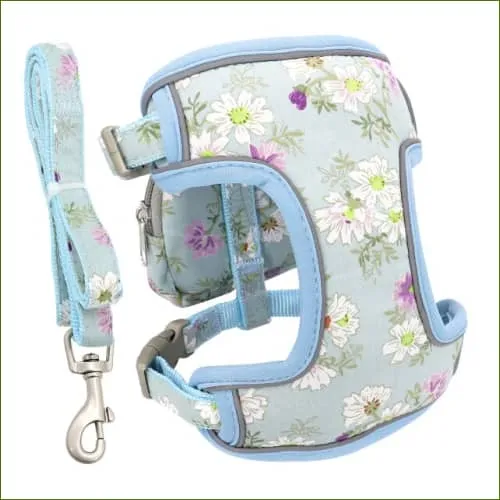 Harnais en tissu avec pochette et laisse coordonnée