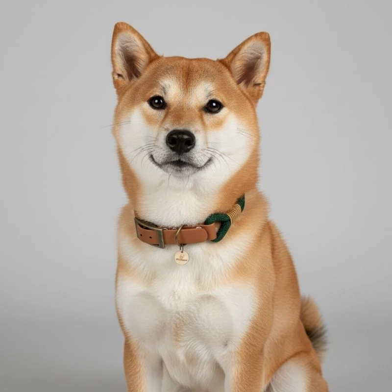 Collier chien bimatière biothane marron et paracorde vert