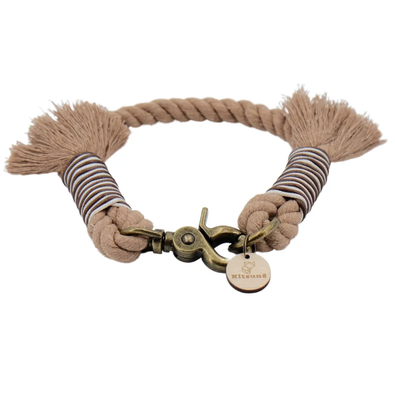 Collier chien corde marron taupe - MOKA