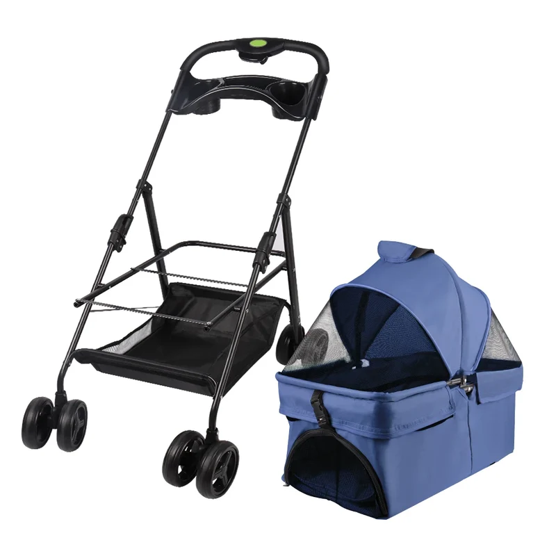 Poussette Pliable Chien 600D Oxford Roues à Frein