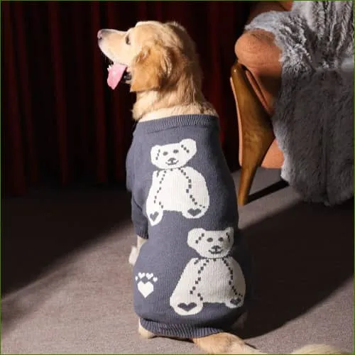 Pull grand chien manches mi-longues en laine