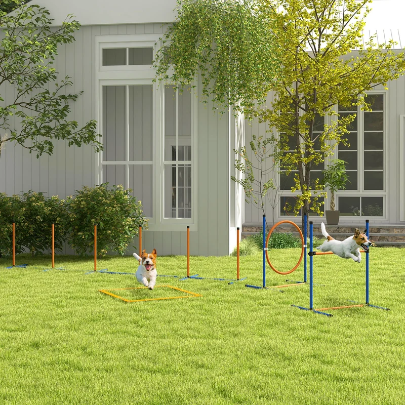 Kit d'Agility Chien PawHut 4 Pièces Orange et Bleu