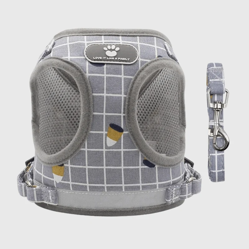 Harnais Carreaux Écossais Confort Chien