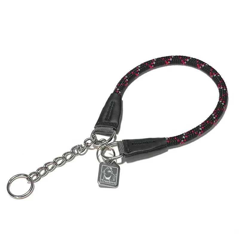 Collier Étrangleur Corde Noir Rouge Gros Chien