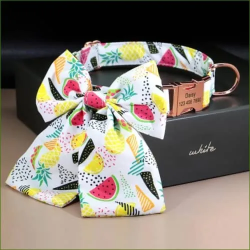 Collier nœud papillon en soie pour chien avec boucle personnalisée
