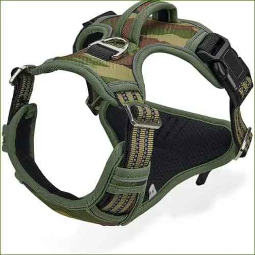 Harnais rembourré pour le confort du chien - motif camouflage