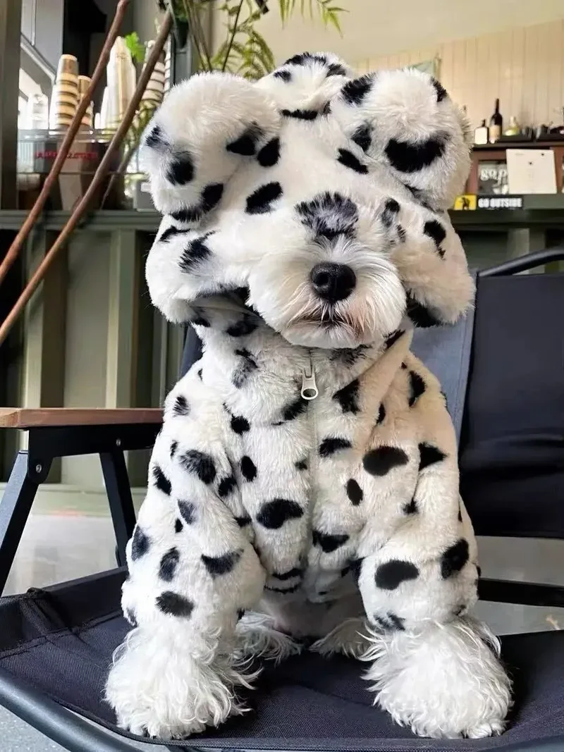Manteau Sherpa Moucheté à Capuche pour Chien