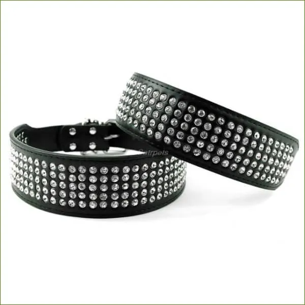Collier strass en cuir bling bling, de luxe