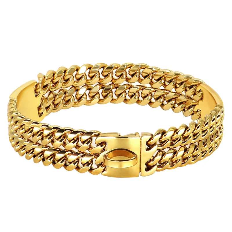 Collier Chaîne Inox Doré Gros Chien Pitbull