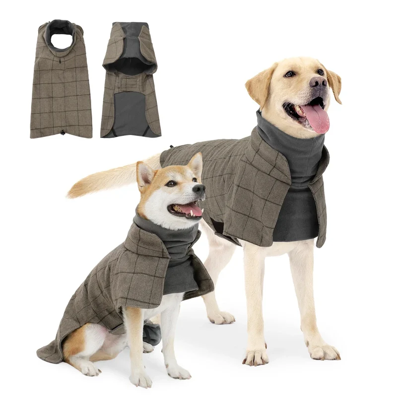 Manteau Imperméable Carreaux Gros Chien Hiver