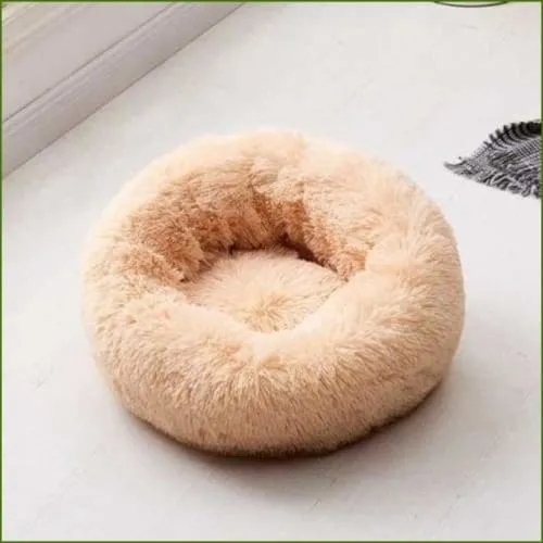 Coussin peluché rond et doux pour chien