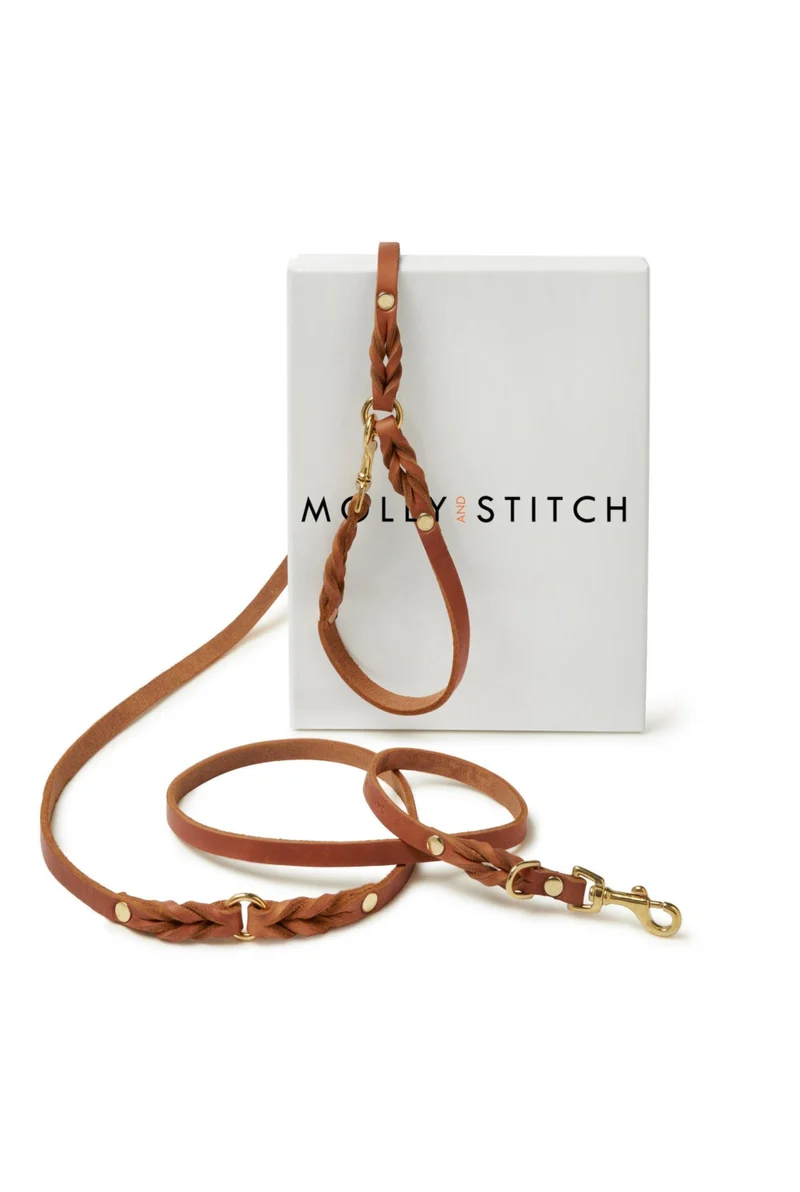 Sellerie Teckel Laisse Cuir Butter Cognac X3 (ajustable)