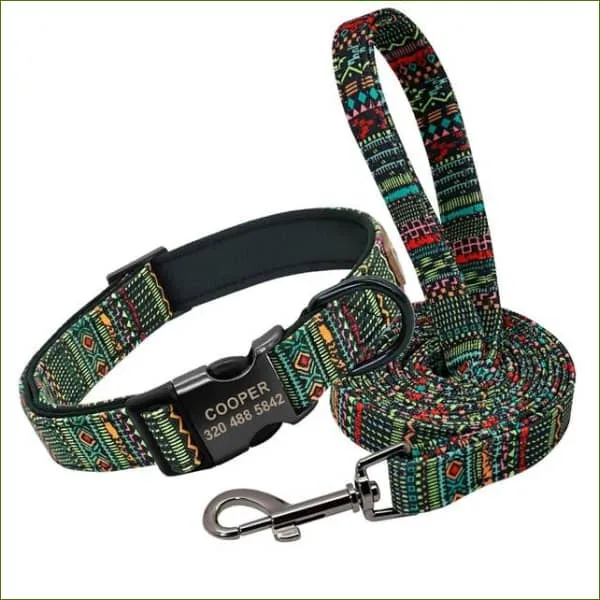 Collier avec prénom et laisse assortie MIDOG - identification du chien