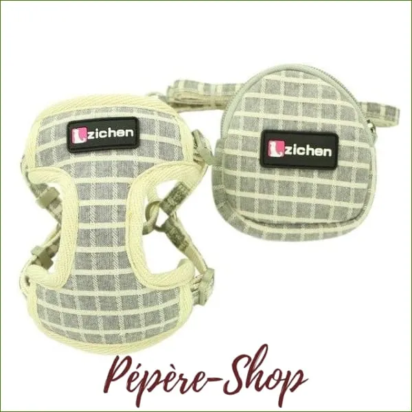 Harnais gilet ZICHEN avec laisse et poche assortie