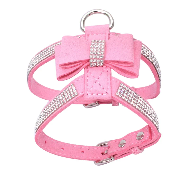 Harnais Simili Cuir Paillettes Strass Petit Chien