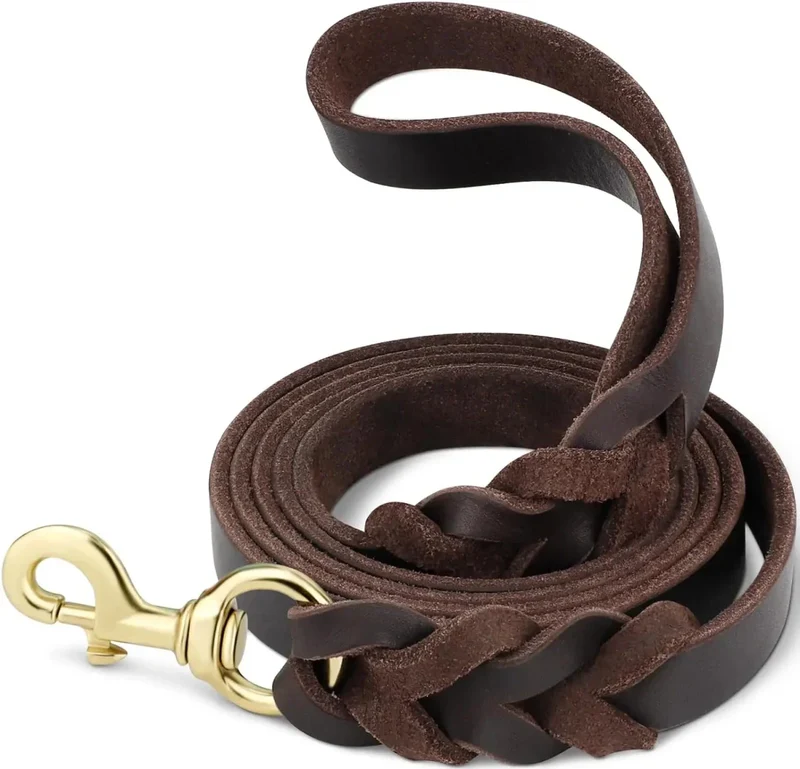 Laisse Cuir Premium Gros Chien Pleine Fleur