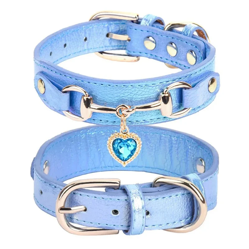 Collier Strass Simili Cuir Chienne Femelle Élégant