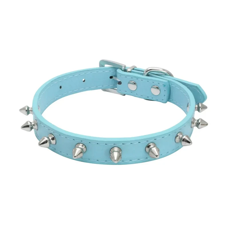 Collier Cuir Bleu Ajustable Gros Chien