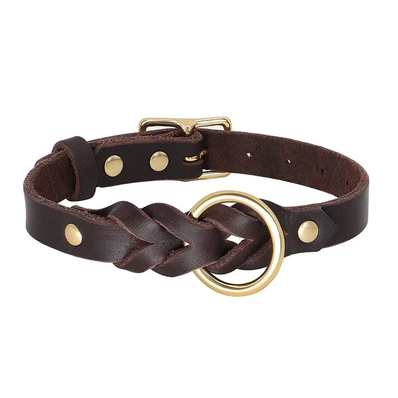 Collier Cuir Tressé Élégant Gros Chien