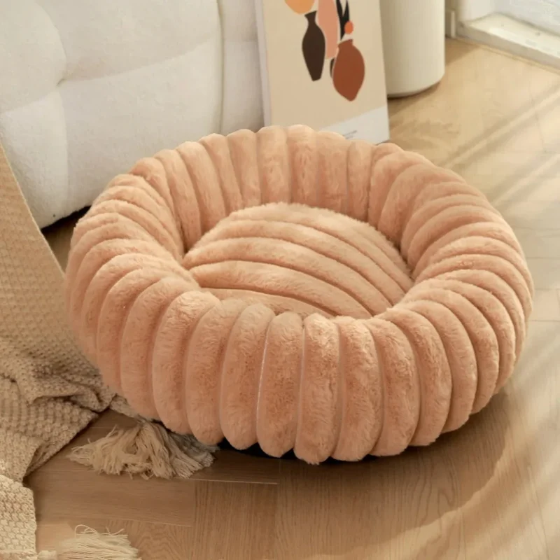 Panier Fluffy Velours Pêche Gros Chien