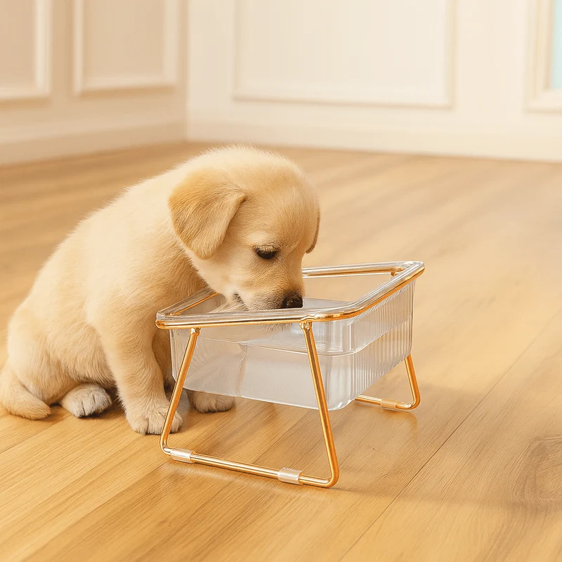 Gamelle Surélevée Transparente Chien Ergonomique