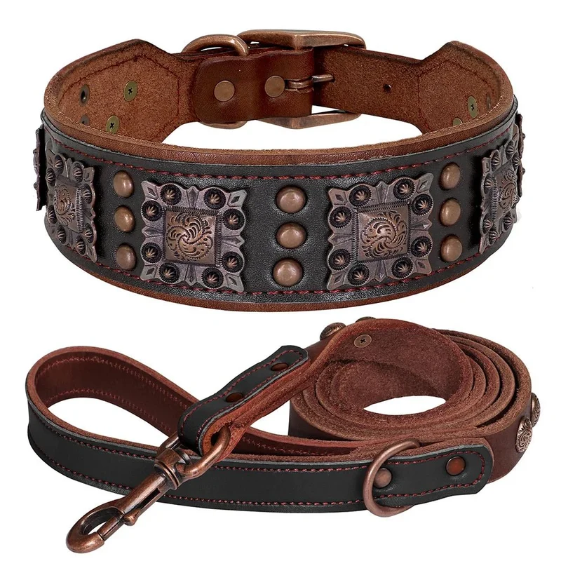Collier Cuir Large Rivets Luxe Molosse