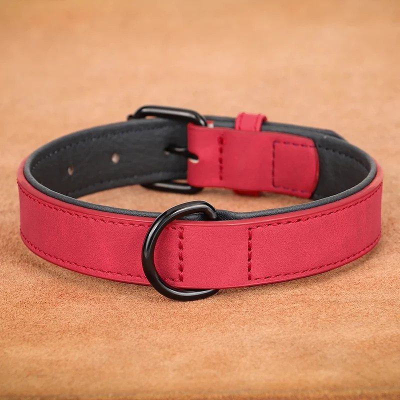Collier Cuir Rembourré Rouge Molosse