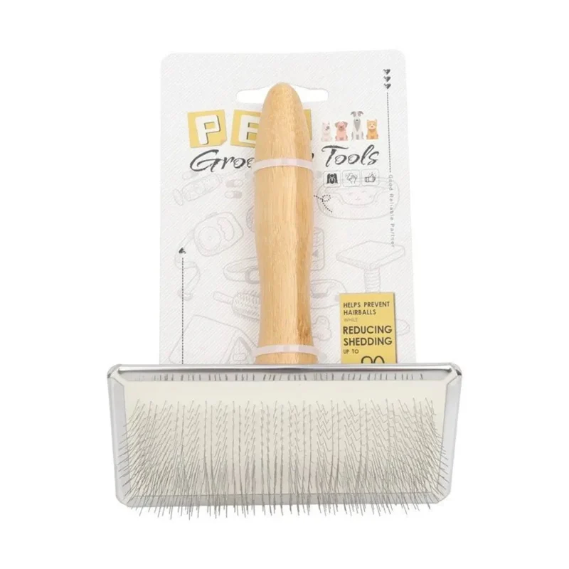 Brosse Slicker Démêlante Manche Bambou Chien