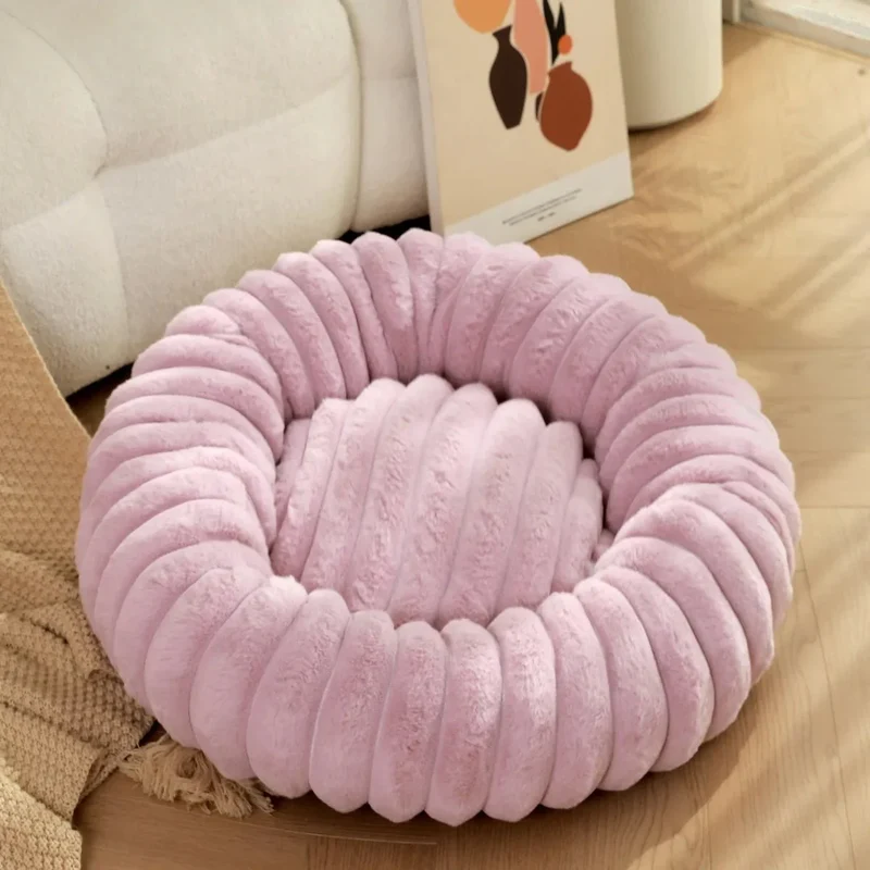 Panier Velours Fluffy Gros Chien Rose