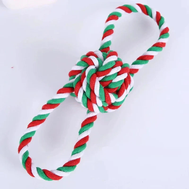 Jouet Corde Noël Balle Poignée Chien