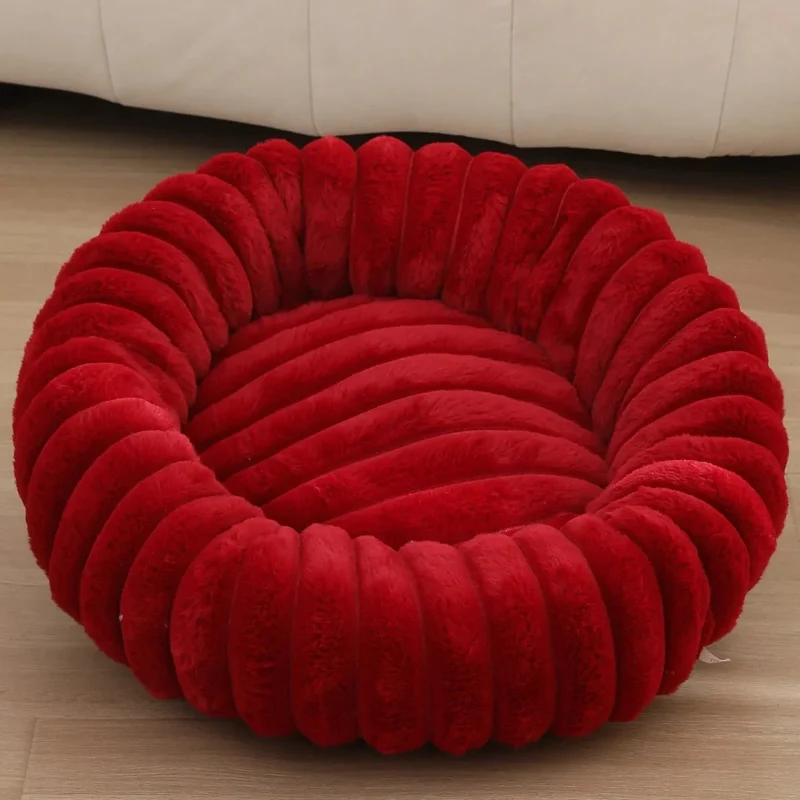 Panier Velours Fluffy Rouge Gros Chien XL