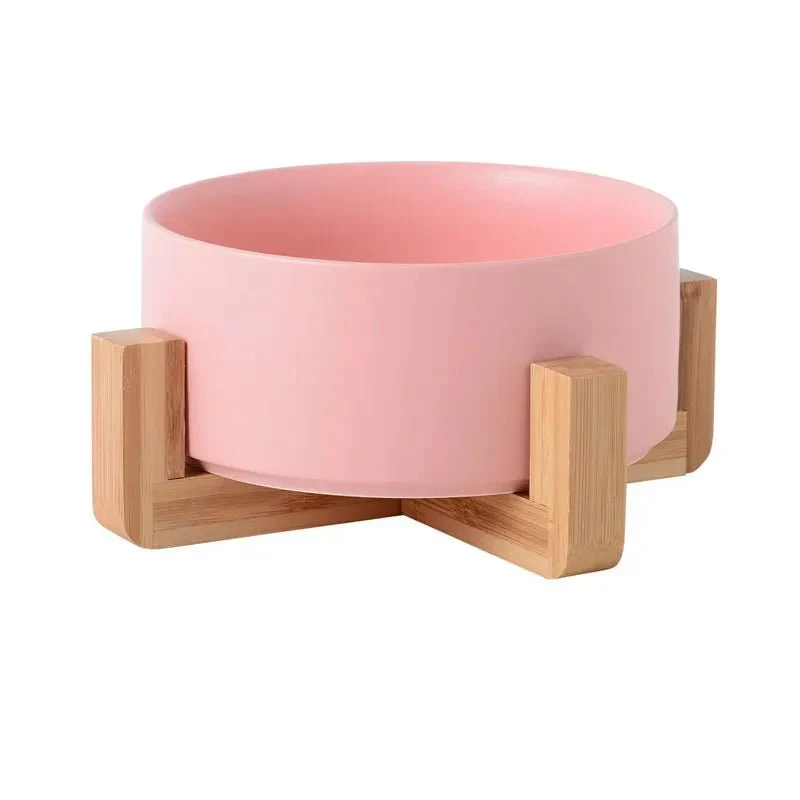 Gamelle Céramique Chien Support Bois Design