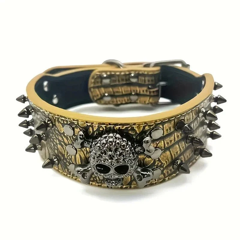 Collier Simili Cuir Clouté Réglable Molosse