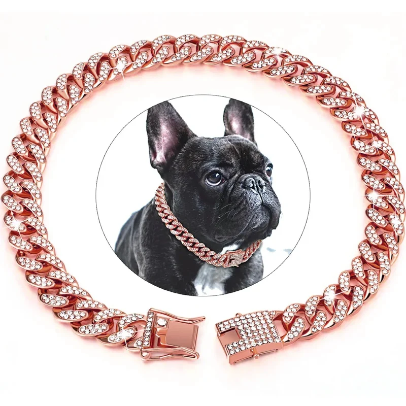 Collier Gourmette Strass Chien Luxe