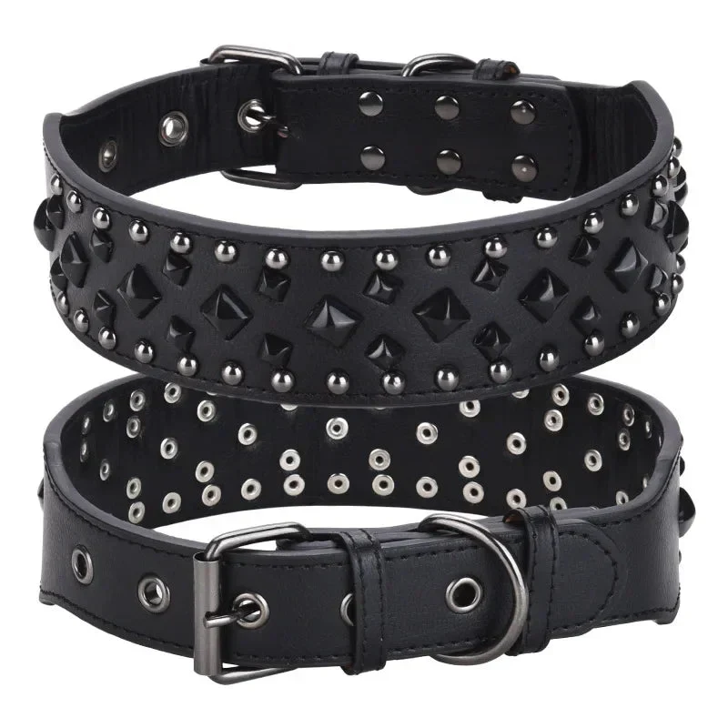 Collier Cuir Riveté Robuste Molosse